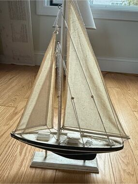 Decorative Canvas Sailboat Model - Natural & Black